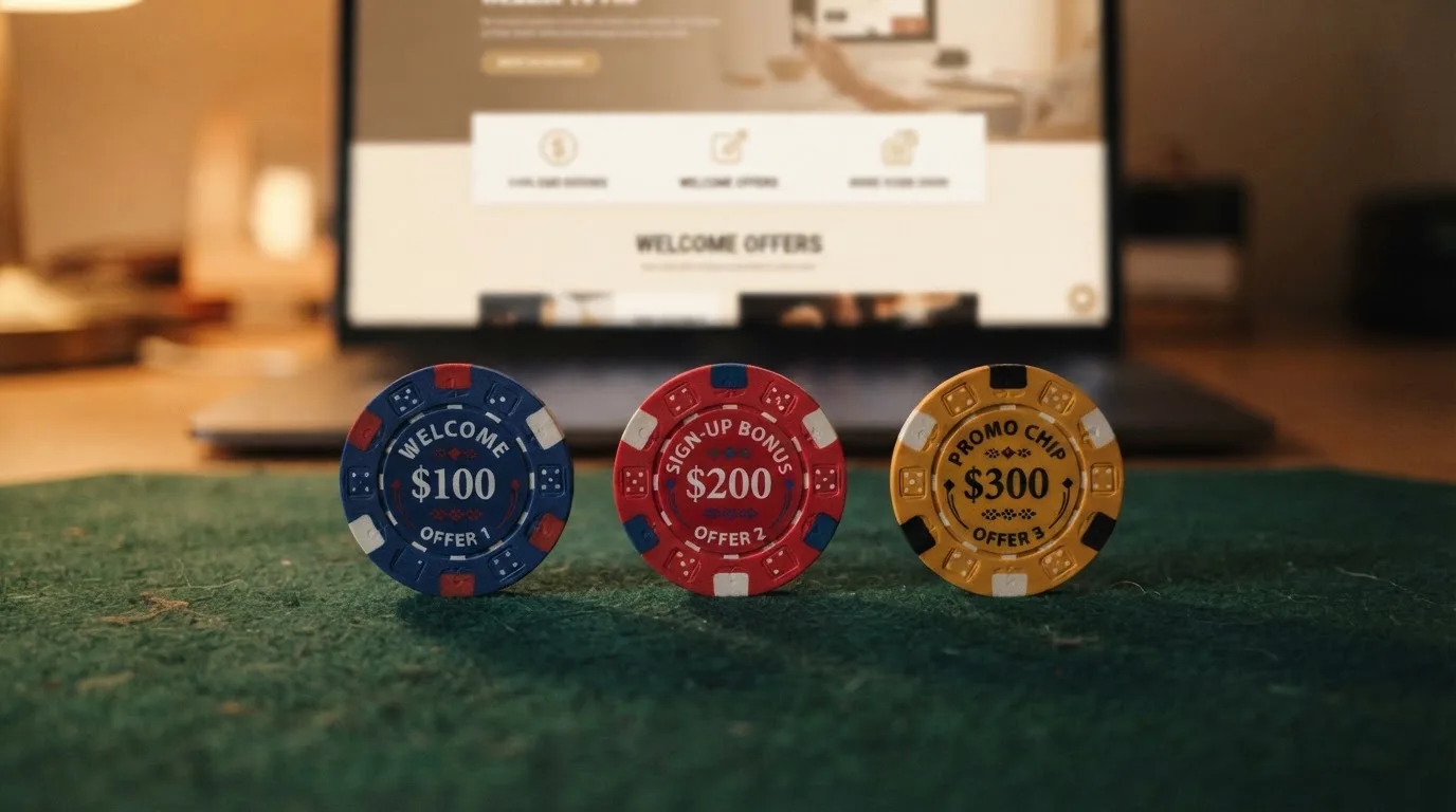 Een vergelijkingstabel op een beeldscherm zet tien Nederlandse casino's naast elkaar op vergunning en welkomstaanbod.