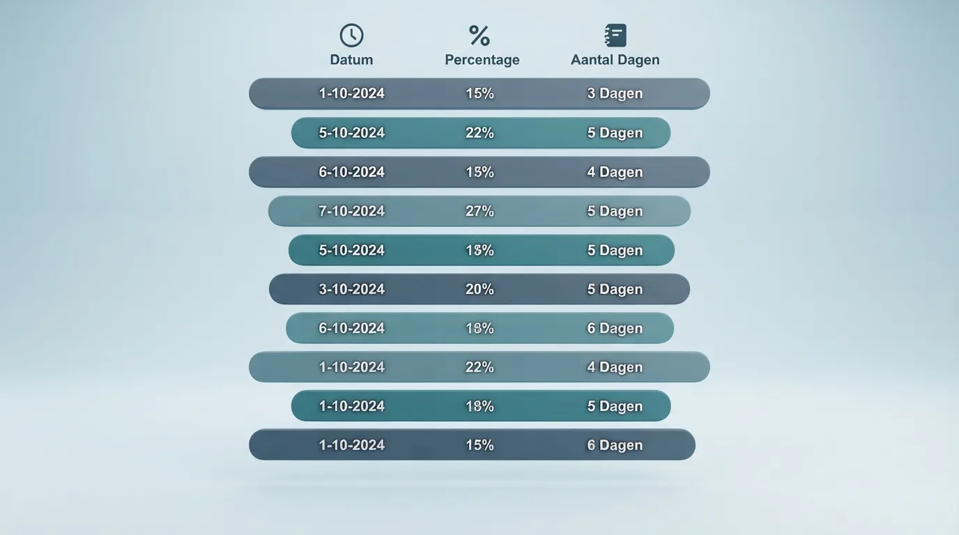 Een overzicht van de tien casino's met hun kerncijfers in een vergelijkend raster — niet de letterlijke tabel uit het artikel maar een visuele samenvatting