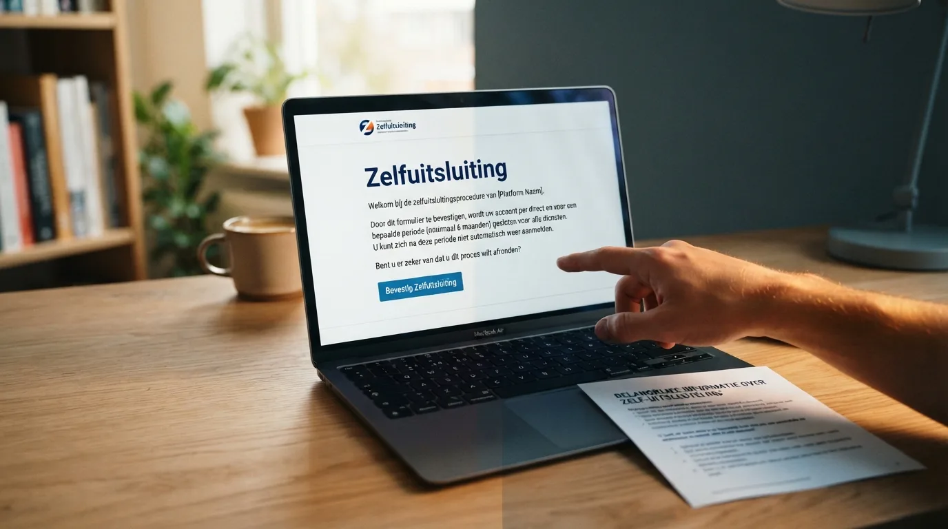 Ksa-logo en een CRUKS-uitsluitingsscherm op een laptop