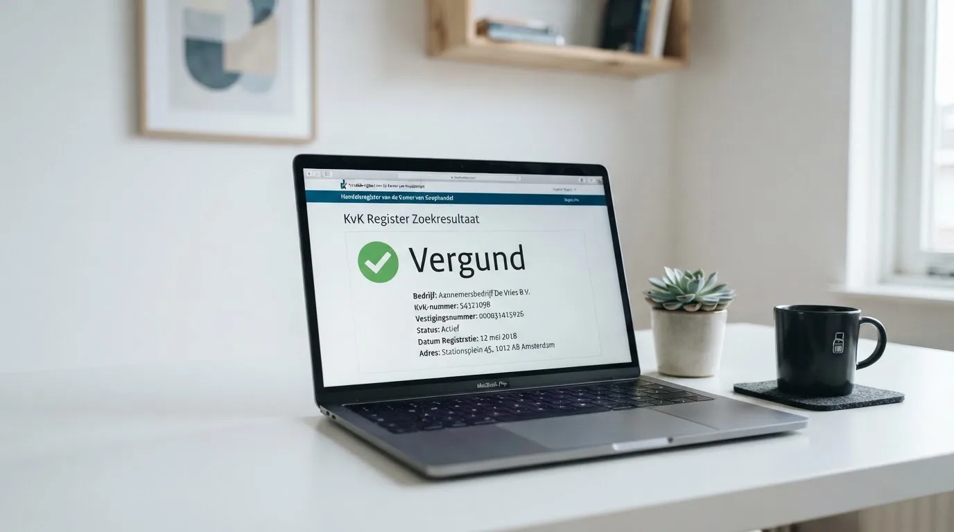 Een vergunning van de Kansspelautoriteit met een groen vinkje op een beeldscherm