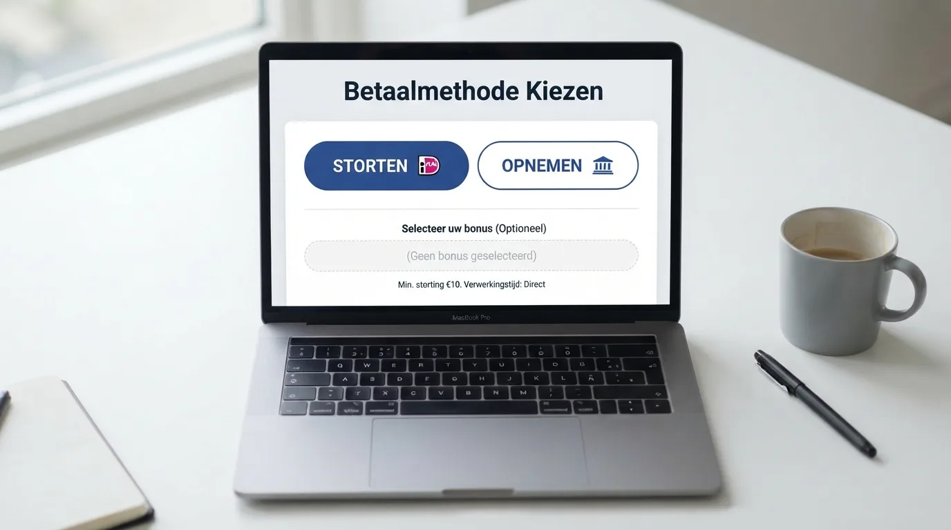 Een betaalpagina van een online casino met betaalknoppen voor iDEAL en Trustly