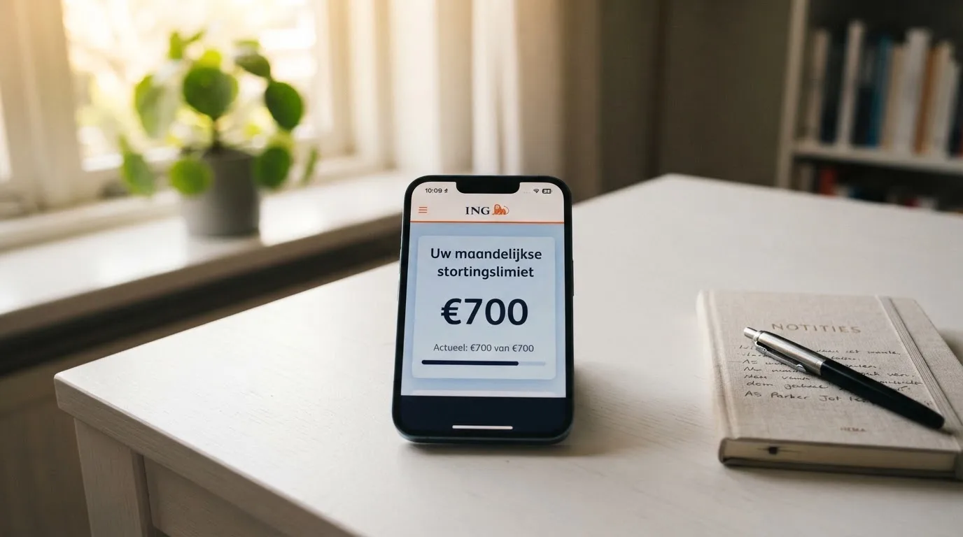 Overzichtsscherm met een maandelijkse stortingslimiet van 700 euro
