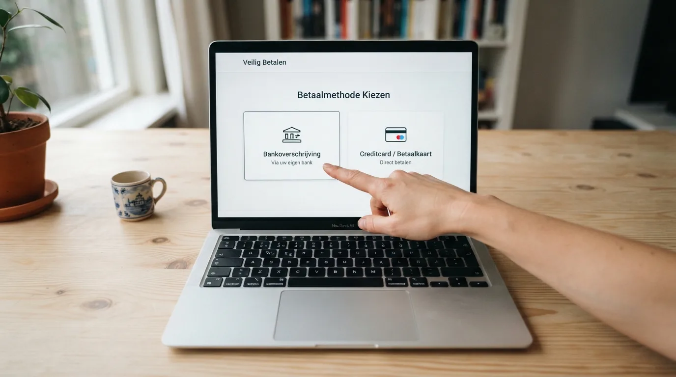 Betaalscherm met de keuze tussen iDEAL en een Mastercard-betaling
