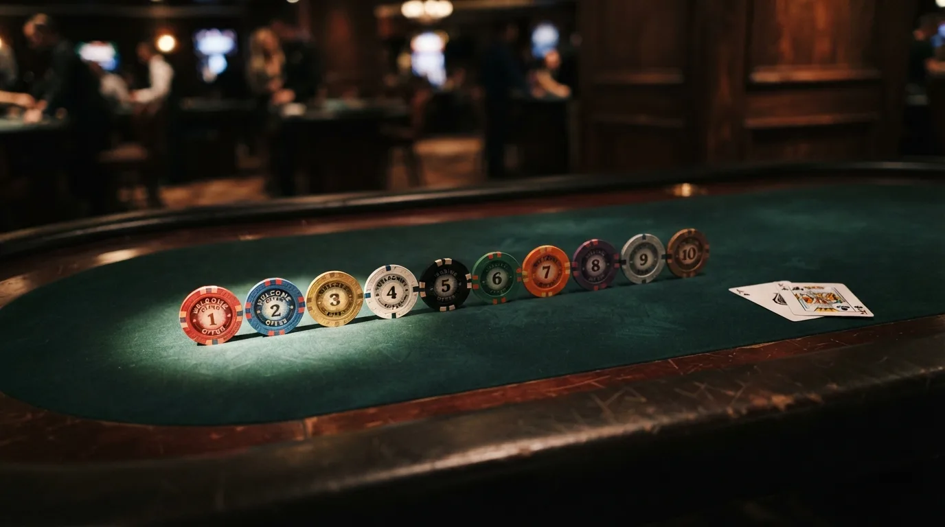 Vergelijkingstabel van tien Nederlandse casino's met hun welkomstaanbod en inzetvereiste